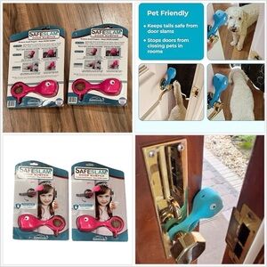 2 SafeSlam Door Stopper Protects Child Hands Dog Cat Pets Whale Pinch Guard Pink